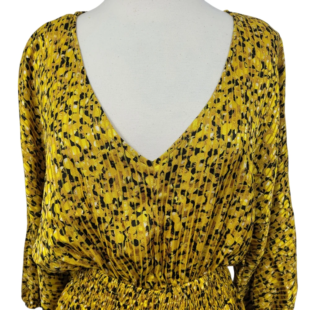 NWT Anthropologie Marigold Yellow Boho Midi Dress XS Smocked Waist - Picture 3 of 11